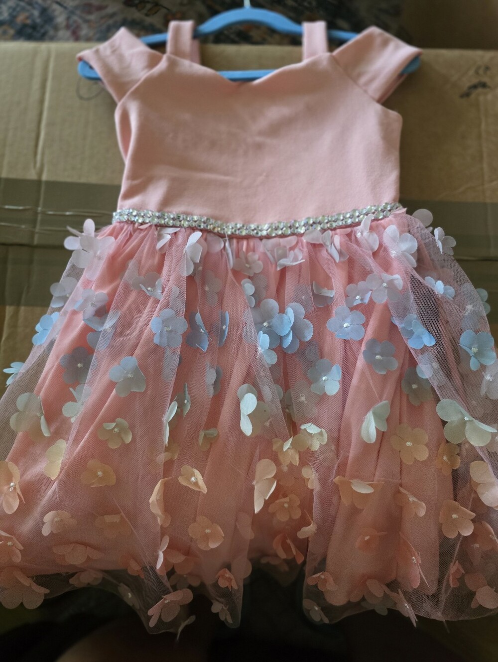 Pink Floral Tulle Party Dress with Rhinestone Waist Speechless size 5 girls